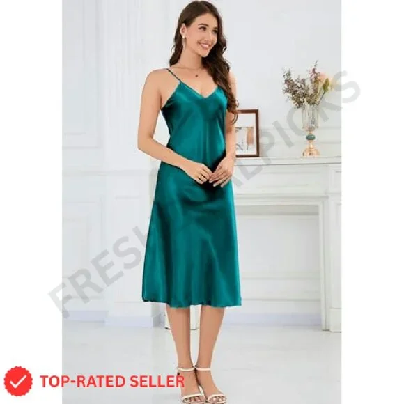 Satin Slip Dress Elegant Minimal Chic Evening Party Wear Adjustable Straps
